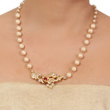 Gold Plated Valentine Zircon Peacock Pearl  Necklace Set
