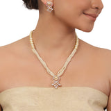 Gold Plated Valentine Pearl Gold Necklace Set