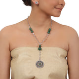 Silver Plated Valentine Victorian Lariat Necklace Set