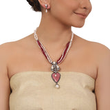 Silver Plated Valentine Victorian Necklace Set