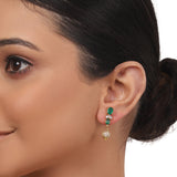 Gold Plated Valentine Zircon Green Onyx Necklace Set