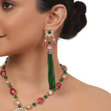 Gold Plated  Valentine Zircon Lariat  Necklace Set