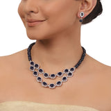 Silver Plated Valentine Blue Necklace Set