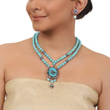 Silver Plated Valentine Victorian Turquoise Necklace Set