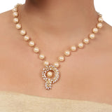 Gold Plated Valentine Zircon Pearl  Necklace Set