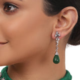 Silver Plated Valentine Zircon Green Choker Set