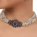 Silver Plated Valentine Quartz Zircon Choker Set
