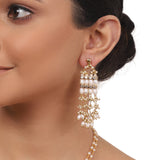 Gold Plated  Valentine Zircon Pearl Tassel Necklace Set