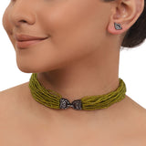Silver Plated Valentine Peridot Zircon  Choker Set