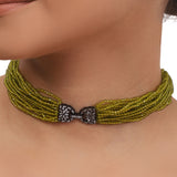 Silver Plated Valentine Peridot Zircon  Choker Set