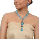 Silver Plated Valentine Victorian Turquoise Necklace Set