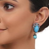 Silver Plated Valentine Victorian Turquoise Necklace Set