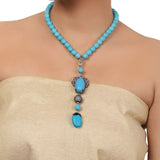 Silver Plated Valentine Victorian Turquoise Necklace Set