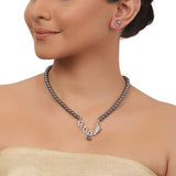 Silver Plated Valentine Zircon Peacock Necklace Set
