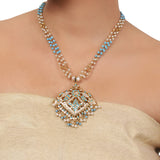 Gold Plated Valentine Turquoise Jadau Necklace Set