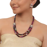 Silver Plated Valentine Purple Necklace Set