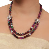 Silver Plated Valentine Purple Necklace Set