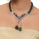 Silver Plated Valentine Ruby Zircon Necklace Set