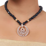 Gold Plated Valentine Zircon Blue Necklace Set
