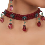 Silver Plated Valentine Tourmaline Zircon Choker Set