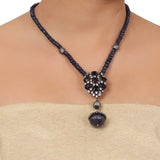 Silver Plated Valentine Zircon Blue  Necklace Set