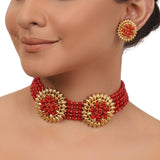Gold Plated Valentine Coral Choker Set