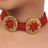 Gold Plated Valentine Coral Choker Set