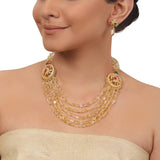 Gold Plated Valentine Citrine Necklace Set