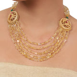 Gold Plated Valentine Citrine Necklace Set