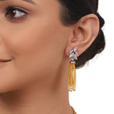 Silver Plated Valentine Yellow Tassel Necklace Set