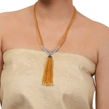 Silver Plated Valentine Yellow Tassel Necklace Set