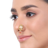 Gold Plated Kundan Coral Nosepin