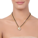 Gold Plated Kundan Pearl Mangalsutra .