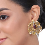 Gold Plated Kundala Kundan Citrine  Earring
