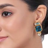 Gold Plated Kundala  Blue Topaz Earring