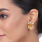 Gold Plated Kundala Zircon Earring
