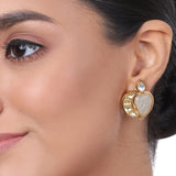 Gold Plated Kundala Kundan Aqua Earring