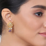 Gold Plated Kundala  Lemon Quartz Earring
