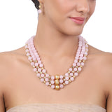 Gold Plated Tarana Rose Quartz String