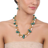 Gold Plated Tarana Green Onyx Gold Bead String