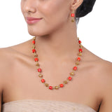 Gold Plated Tarana Coral Gold Bead String