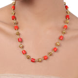 Gold Plated Tarana Coral Gold Bead String