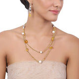 Silver Plated Tarana Yellow Quartz String