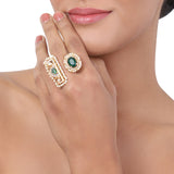 Gold Plated Zircon Green Onyx Ring
