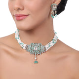 Silver Plated Baisakh Aqua Choker Set