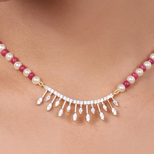 Gold Plated Baisakh Zircon Necklace Set