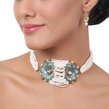 Gold Plated Baisakh Turquoise Enamel Kundan Choker Set