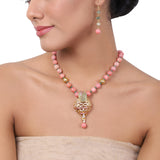 Gold Plated Baisakh Pink Ziron Necklace Set