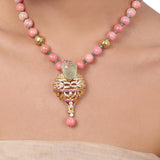 Gold Plated Baisakh Pink Ziron Necklace Set