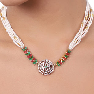 Gold Plated Baisakh Ruby Necklace Set